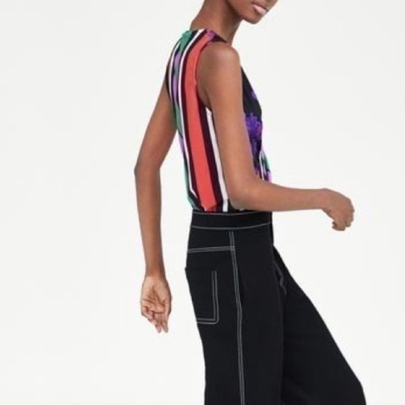 Zara bodysuit with striped & floral print medium womens Zara bodysuit medium - Picture 4 of 10